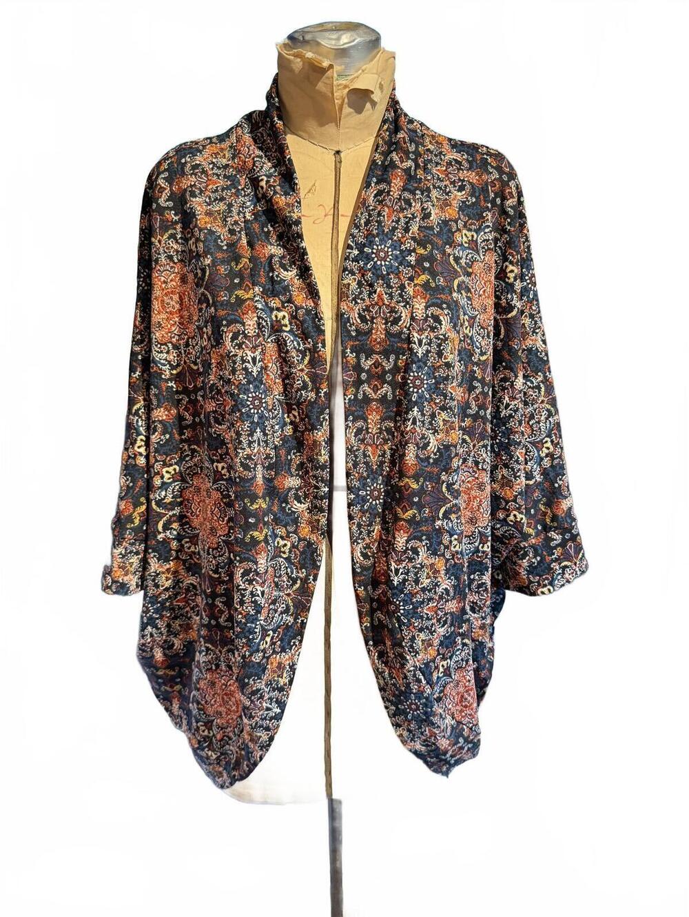 French Laundry Bohemian Patterned Open Front Kimono Cardigan